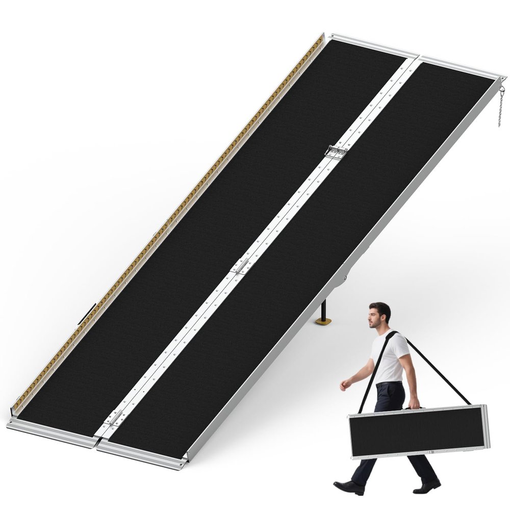 FODINGHILL 10FT Wheelchair Ramp, 800 LBS Aluminum Portable Threshold Ramp