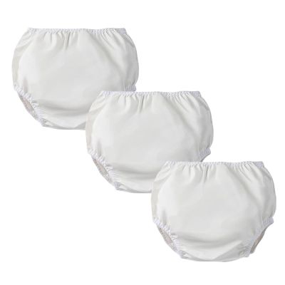 Adult Leakproof Underwear for Incontinence, Washable Low Noise Reusable Adult Diaper Cover, Plastic Pants Cover Unisex(White,Medium)