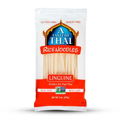 A Taste of Thai Linguine Rice Noodles | Restaurant-Quality Thai Flavor in Minutes | Vegan, Gluten-Free, Wheat Free, Non-GMO| Perfect for Stir-Fries, Soups & Asian Dishes 8 oz (Pack of 1)