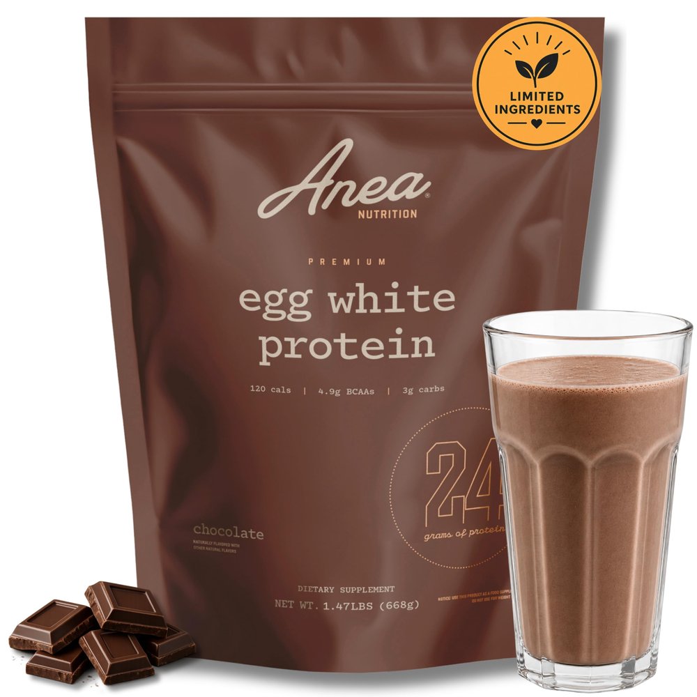 Anea Protein Powder, Egg White Protein Powder, Complete Amino Acids, Egg Whites, No Artificial Sweeteners, Gluten Free, Dairy Free, Soy Free, Chocolate Flavor, Informed Choice Certified, 20 Servings