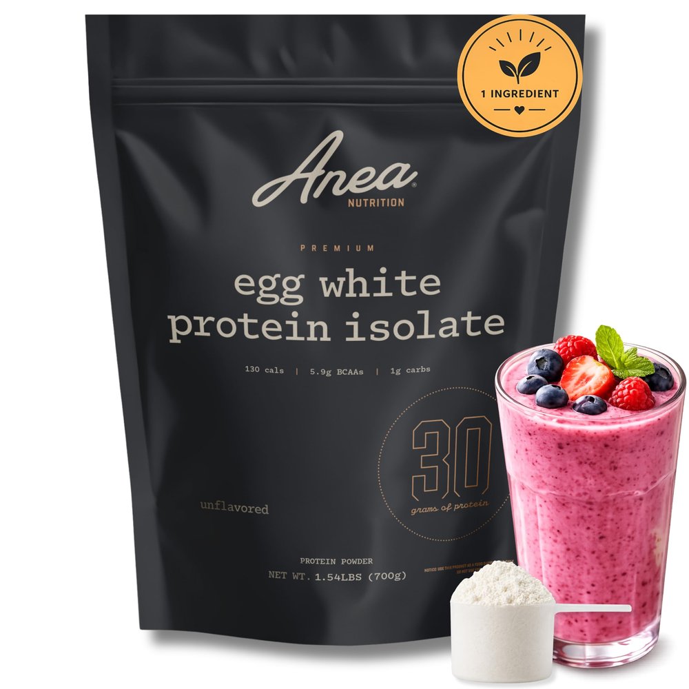 Anea Isolate Protein Powder, Egg White Protein Powder, 30g Protein per Serving, Egg White, Isolate, Gluten Free, Soy Free, No Artificial Sweeteners, Informed Choice Screened, Unflavored, 20 Servings