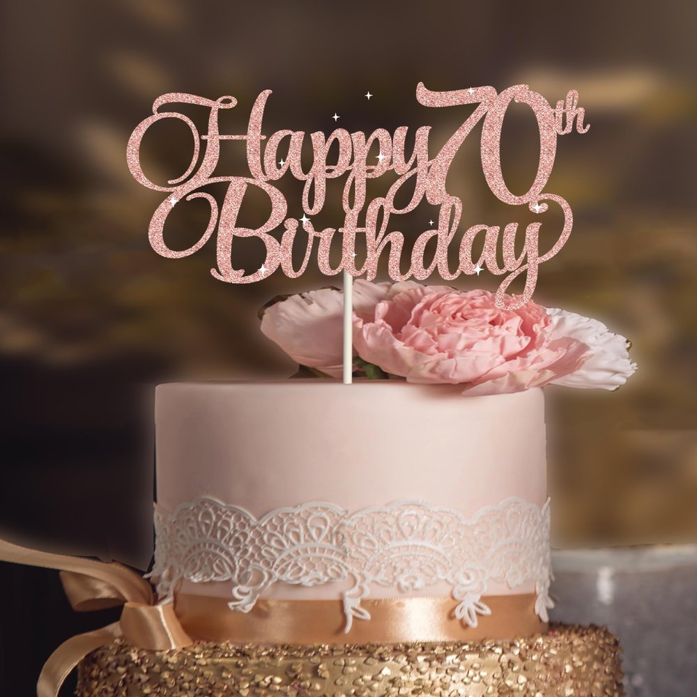70th birthday decorations, 70th Birthday Cake Toppers PINK Glitter, 70 cake topper, 70th Birthday Cake Topper, 70 Decorations for Cake, 70 Birthday Decorations