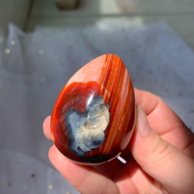 122g Carnelian Egg of Abundance Solar Charged Manifestation Stone Sacred Fertility & Courage Talisman
