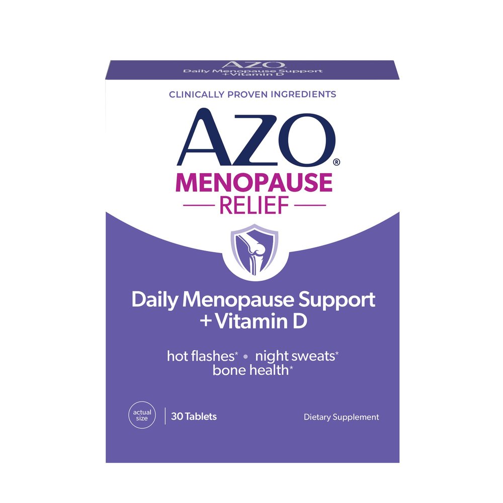 AZO Daily Menopause Relief + Vitamin D to Support Strong Bones, Menopause Supplements for Women, Reduces Hot Flashes and Night Sweats* - 30 Count