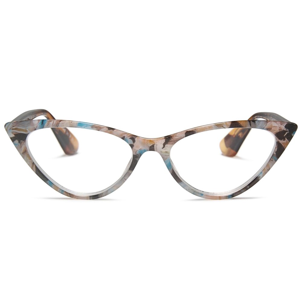 2SeeLife Small Cat Eye Reading Glasses for Women Narrow-Medium Fit, Sturdy Frame, Spring Hinges, Premium Funky Readers, Tortoise Gray, +3.50