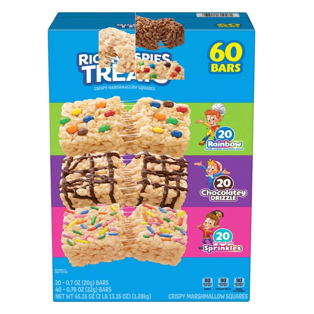 Treats Crispy Marshmallow Squares Variety Pack, Kids Snacks, Individually Wrapped 60 ct (1 Pack)