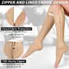 Ailaka Zipper Compression Socks for Women Men, 20-30 mmHg Open Toe Compression Socks Knee High, Ted Hose Compression Stockings for Edema, Varicose Veins(X-Large) view 4