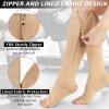 Ailaka Zipper Compression Socks for Women Men, 20-30 mmHg Open Toe Compression Socks Knee High, Ted Hose Compression Stockings for Edema, Varicose Veins(Beige,XL) view 4