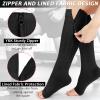 Ailaka Zipper Compression Socks for Women Men, 20-30 mmHg Open Toe Compression Socks Knee High, Ted Hose Compression Stockings for Edema, Varicose Veins (Black, XX-Large) view 4
