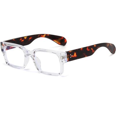 Breaksun Rectangle Glasses for Men Women Square Blue Light Glasses Thick Frame Black Eyeglasses (Clear Tortoise)