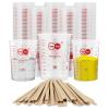20oz Resin Mixing Cups - [Easy-Separate Design] 100 Pack Graduated PP Plastic Mixing Cups for Epoxy Resin, Paint & Automotive - Includes 100 Stir Sticks, Calibrated Ratios 2:1 3:1 4:1, ML & OZ view 1