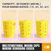 20oz Resin Mixing Cups - [Easy-Separate Design] 100 Pack Graduated PP Plastic Mixing Cups for Epoxy Resin, Paint & Automotive - Includes 100 Stir Sticks, Calibrated Ratios 2:1 3:1 4:1, ML & OZ view 3