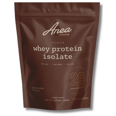 Anea Whey Protein Isolate - Chocolate | 26g Protein | 5.8g BCAAs | Low Carb, 3g Carbs | Complete Amino Acids | Gluten-Free, Soy-Free | Lean Muscle & Recovery | Made in GMP Facility