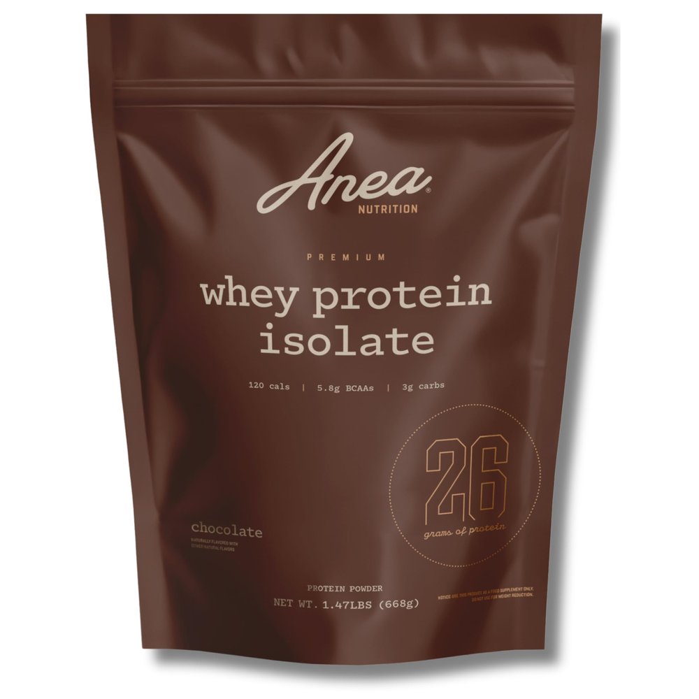 Anea Whey Protein Isolate - Chocolate | 26g Protein | 5.8g BCAAs | Low Carb, 3g Carbs | Complete Amino Acids | Gluten-Free, Soy-Free | Lean Muscle & Recovery | Made in GMP Facility