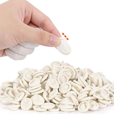 100 PCS White Rubber Finger Cots, Disposable Fingertip Protectors - Elastic Medium Size Fit for Crafts, Electronics Repair, Jewelry Making, Painting & Precision Tasks Fingercots