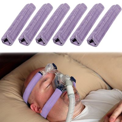 6 Pack Satin CPAP Strap Covers Soft, CPAP Headgear Strap Covers, Comfortable CPAP Supplies Silk CPAP Strap Covers, Universal and Breathable CPAP Mask Cushions for Reducing Red Marks (Light-Purple)