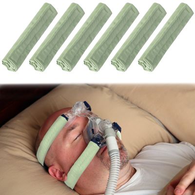 6 Pack Satin CPAP Strap Covers Soft, CPAP Headgear Strap Covers, Comfortable CPAP Supplies Silk CPAP Strap Covers, Universal and Breathable CPAP Mask Cushions for Reducing Red Marks (Green)