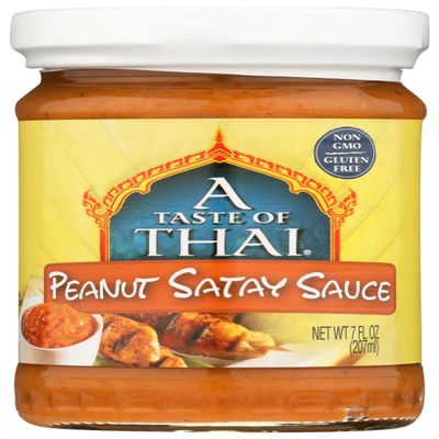 A Taste of Thai Peanut Satay Sauce | Authentic Thai Flavor with Roasted Peanuts & Spices | Ready-to-Use Mix for Noodles, Dips, Salads & Stir-Fry | Non-GMO, Gluten-Free, No MSG - (12 Pack, 7 oz Each)