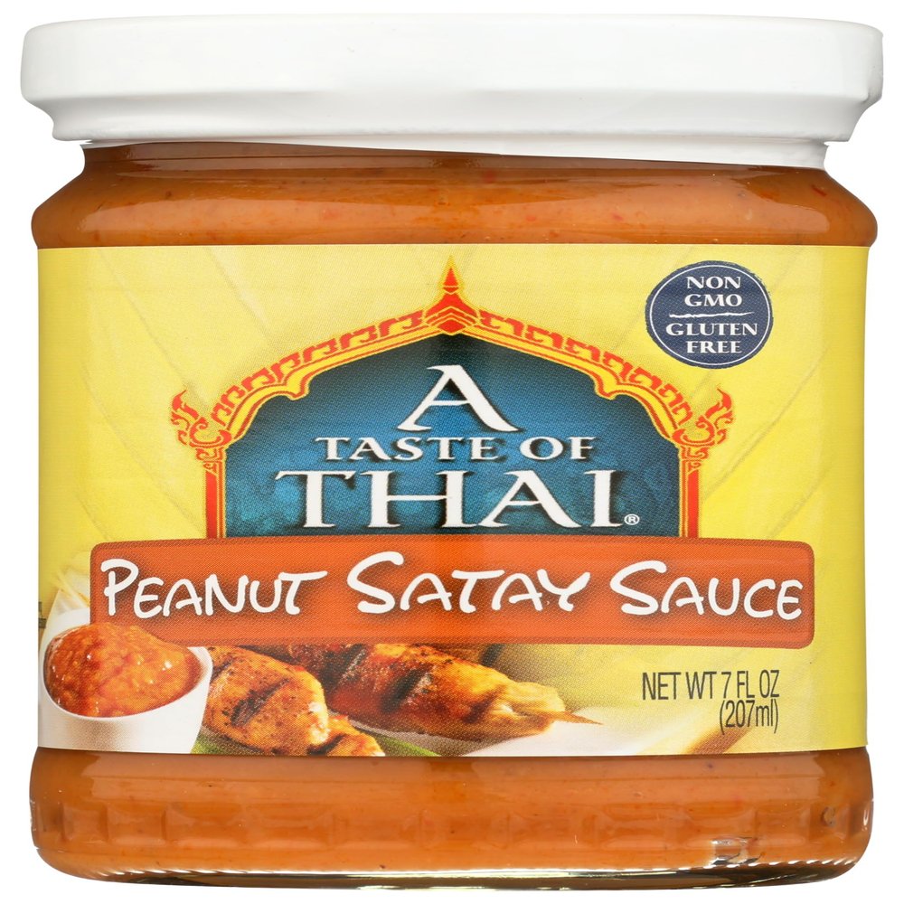 A Taste of Thai Peanut Satay Sauce | Authentic Thai Flavor with Roasted Peanuts & Spices | Ready-to-Use Mix for Noodles, Dips, Salads & Stir-Fry | Non-GMO, Gluten-Free, No MSG - (12 Pack, 7 oz Each)