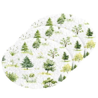 YETTASBIN Christmas Tree 3PCS Wood Pulp Scrub Sponges, Reusable Absorbent Household Cleaning Sponge Non-Scratch Kitchen Dish Sponges, Multi-Surface Safe Scrubber for Nonstick Pans, Pots