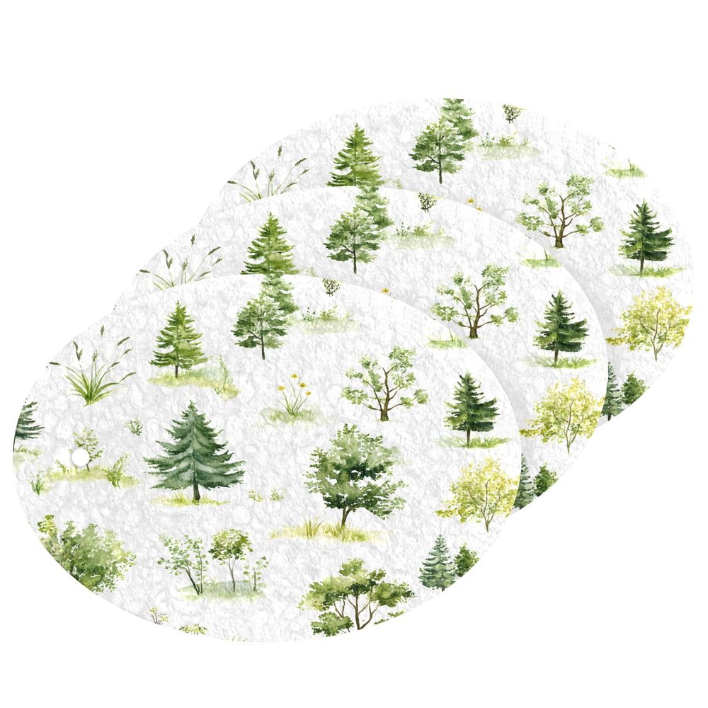 YETTASBIN Christmas Tree 3PCS Wood Pulp Scrub Sponges, Reusable Absorbent Household Cleaning Sponge Non-Scratch Kitchen Dish Sponges, Multi-Surface Safe Scrubber for Nonstick Pans, Pots