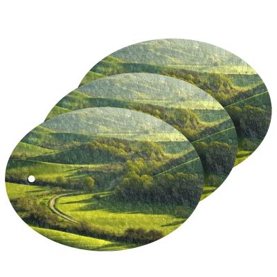 YETTASBIN Green Landscape 3PCS Wood Pulp Scrub Sponges, Reusable Absorbent Household Cleaning Sponge Non-Scratch Kitchen Dish Sponges, Multi-Surface Safe Scrubber for Nonstick Pans, Pots