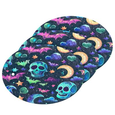 YETTASBIN Halloween Skull Bat 3PCS Wood Pulp Scrub Sponges, Reusable Absorbent Household Cleaning Sponge Non-Scratch Kitchen Dish Sponges, Multi-Surface Safe Scrubber for Nonstick Pans, Pots