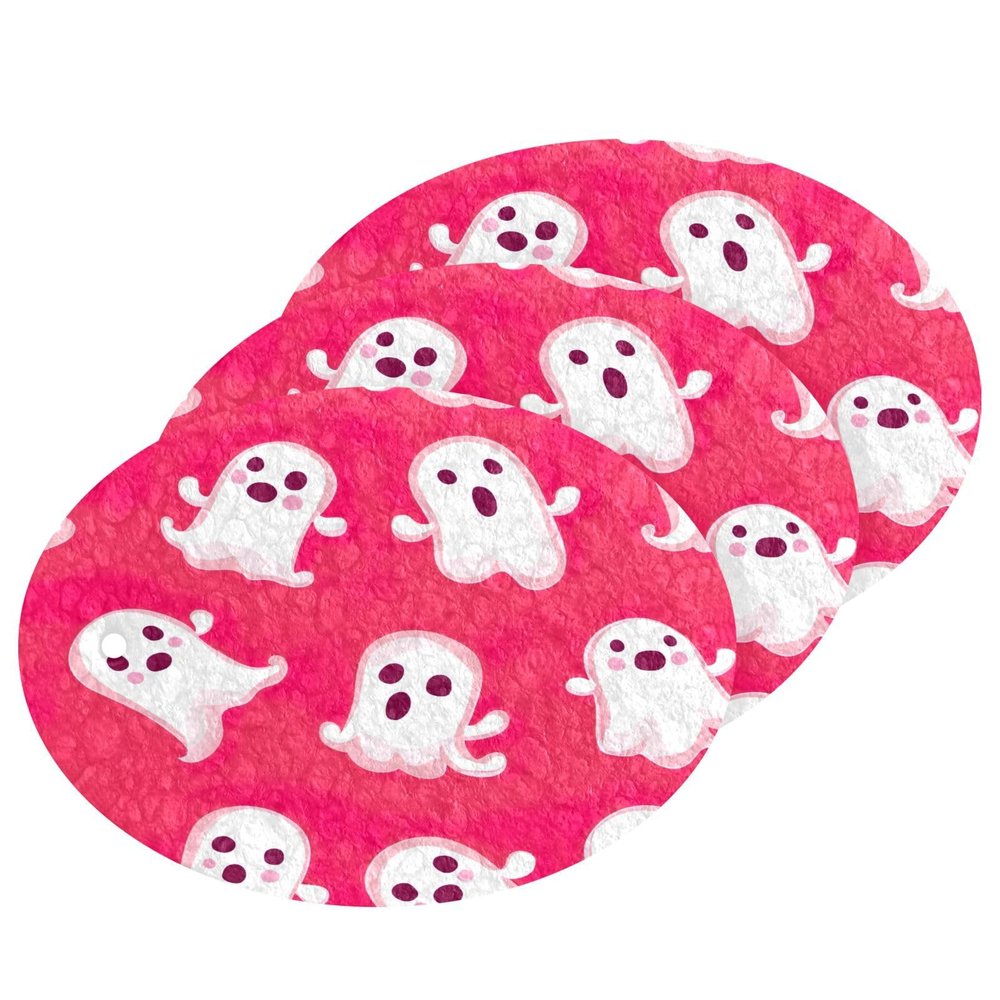 YETTASBIN Halloween Ghost 3PCS Wood Pulp Scrub Sponges, Reusable Absorbent Household Cleaning Sponge Non-Scratch Kitchen Dish Sponges, Multi-Surface Safe Scrubber for Nonstick Pans, Pots