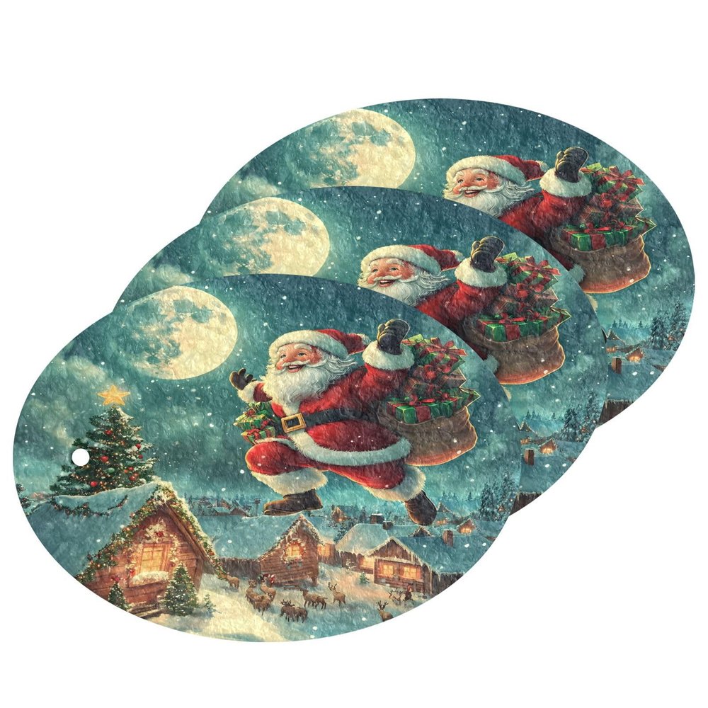 YETTASBIN Christmas Santa Claus 3PCS Wood Pulp Scrub Sponges, Reusable Absorbent Household Cleaning Sponge Non-Scratch Kitchen Dish Sponges, Multi-Surface Safe Scrubber for Nonstick Pans, Pots