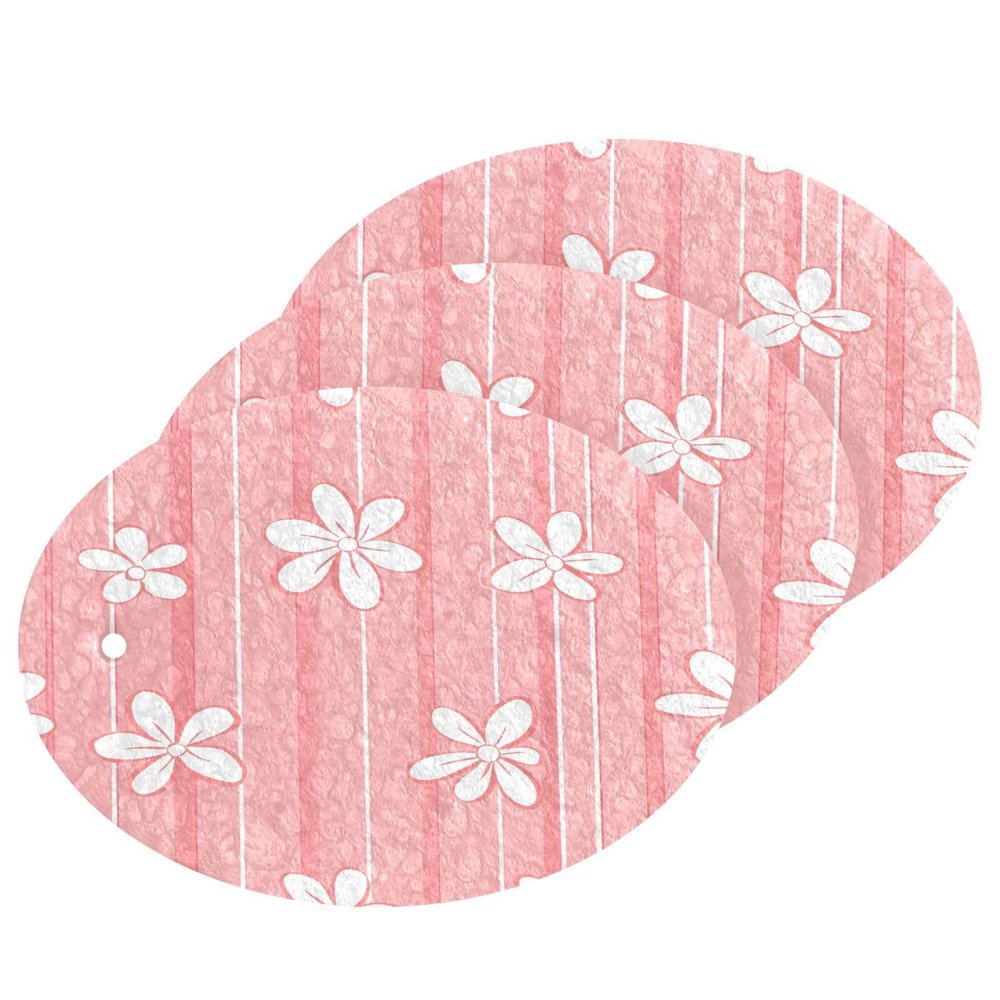 YETTASBIN Pink White Flower 3PCS Wood Pulp Scrub Sponges, Reusable Absorbent Household Cleaning Sponge Non-Scratch Kitchen Dish Sponges, Multi-Surface Safe Scrubber for Nonstick Pans, Pots