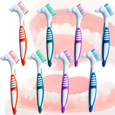 Haikole Denture Cleaning Brush 8PACK, Double Headed Design with Multi-Layered Bristles & Secure Grip - Gentle Care for Dentures, Mouth Guards, Dental Appliances - Thoughtful Elderly Gift Set