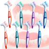 Haikole Denture Cleaning Brush 8PACK, Double Headed Design with Multi-Layered Bristles & Secure Grip - Gentle Care for Dentures, Mouth Guards, Dental Appliances - Thoughtful Elderly Gift Set view 1