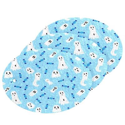 YETTASBIN Halloween Ghosts Candy 3PCS Wood Pulp Scrub Sponges, Reusable Absorbent Household Cleaning Sponge Non-Scratch Kitchen Dish Sponges, Multi-Surface Safe Scrubber for Nonstick Pans, Pots