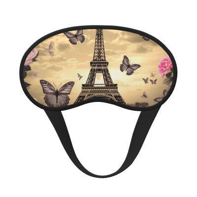 Eiffel Tower Flowers and Butterflies Sleep Mask for Side Sleeper - Total Blackout Sleeping Mask, Super Lightweight Soft Eye Mask for Sleeping, Zero Pressure Eye Cover Night Blindfold for Men Women