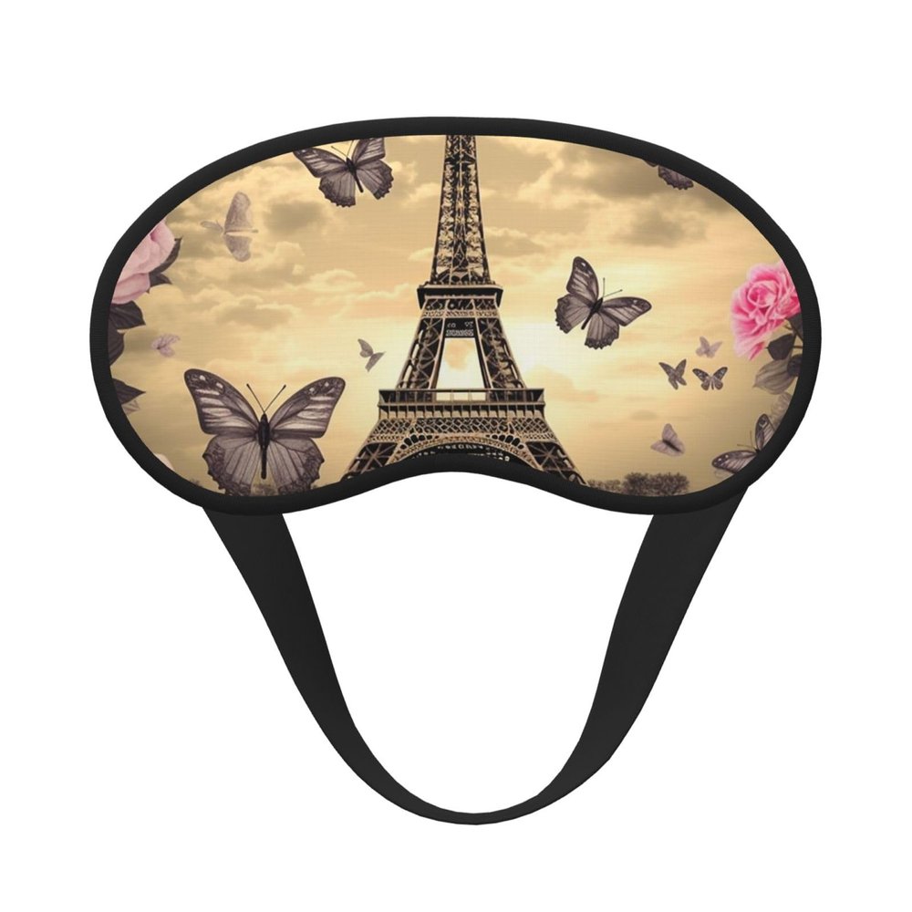 Eiffel Tower Flowers and Butterflies Sleep Mask for Side Sleeper - Total Blackout Sleeping Mask, Super Lightweight Soft Eye Mask for Sleeping, Zero Pressure Eye Cover Night Blindfold for Men Women