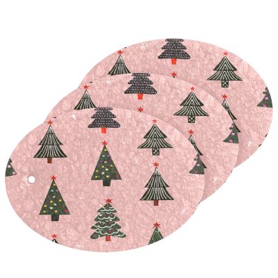 YETTASBIN Christmas Trees 3PCS Wood Pulp Scrub Sponges, Reusable Absorbent Household Cleaning Sponge Non-Scratch Kitchen Dish Sponges, Multi-Surface Safe Scrubber for Nonstick Pans, Pots