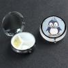 Cute Penguin Pill Case with Mirror Retro Small 3 Compartment Pill Box for Purse or Pocket Travel Pill Container Decorative Metal Medicine Vitamin Organizer Unique Gifts view 4