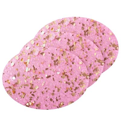 YETTASBIN Rose Gold Fireworks 3PCS Wood Pulp Scrub Sponges, Reusable Absorbent Household Cleaning Sponge Non-Scratch Kitchen Dish Sponges, Multi-Surface Safe Scrubber for Nonstick Pans, Pots