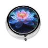 Lakeside Flowers Pill Case with Mirror Retro Small 3 Compartment Pill Box for Purse or Pocket Travel Pill Container Decorative Metal Medicine Vitamin Organizer Unique Gifts view 1