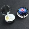 Lakeside Flowers Pill Case with Mirror Retro Small 3 Compartment Pill Box for Purse or Pocket Travel Pill Container Decorative Metal Medicine Vitamin Organizer Unique Gifts view 4