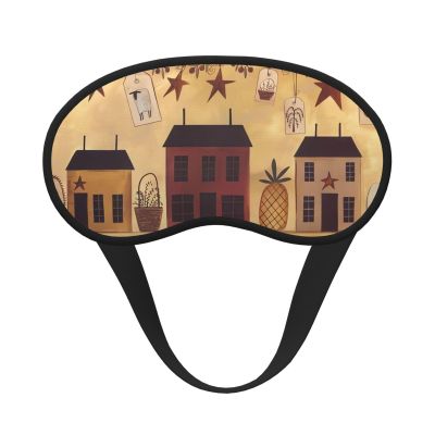 Beige Brown House and Fruit Sleep Mask for Side Sleeper - Total Blackout Sleeping Mask, Super Lightweight Soft Eye Mask for Sleeping, Zero Pressure Eye Cover Night Blindfold for Men Women