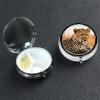 Cheetah Waiting Pill Case with Mirror Retro Small 3 Compartment Pill Box for Purse or Pocket Travel Pill Container Decorative Metal Medicine Vitamin Organizer Unique Gifts view 4