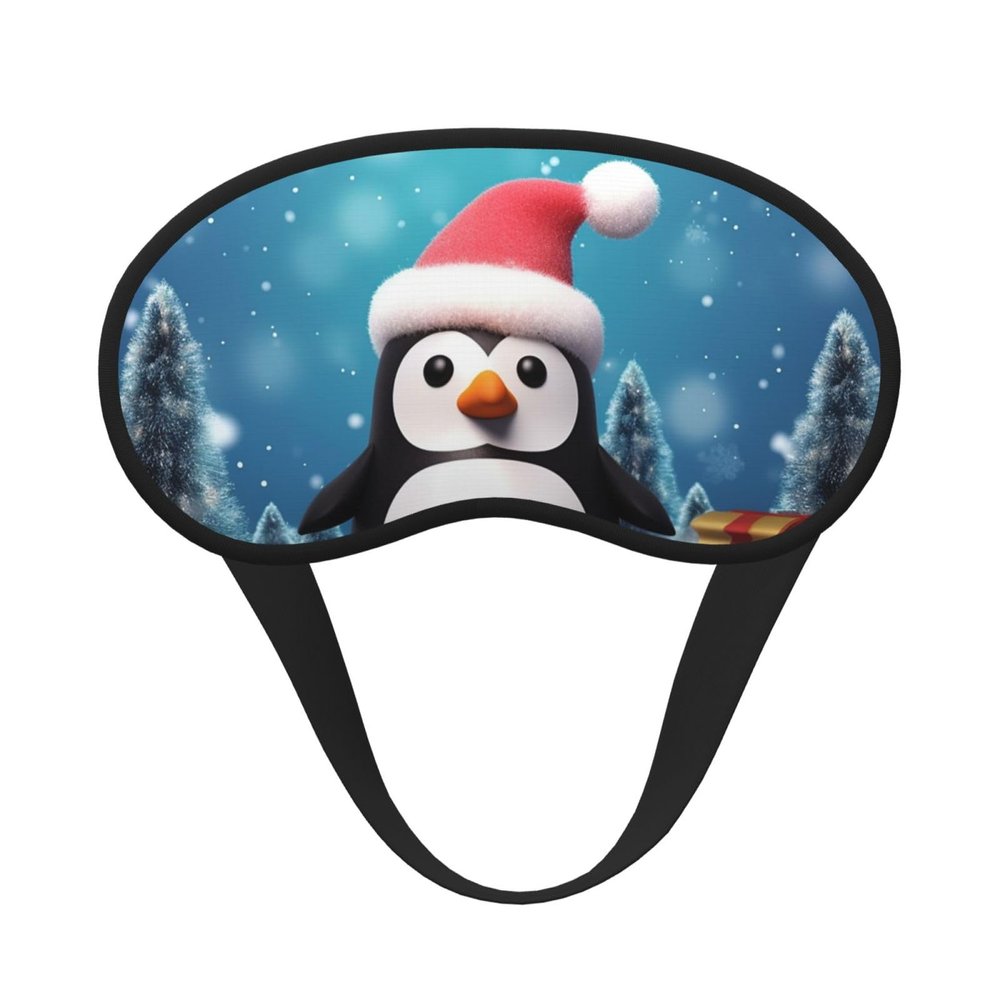 Christmas Penguin Sleep Mask for Side Sleeper - Total Blackout Sleeping Mask, Super Lightweight Soft Eye Mask for Sleeping, Zero Pressure Eye Cover Night Blindfold for Men Women
