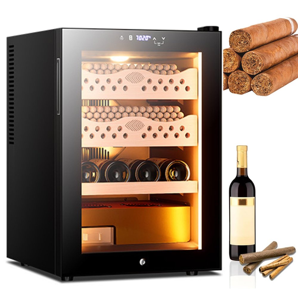 aKpJhgD Electric Cigar Humidors Cooling, 50l Electronic Humidor Cabinet with Humidity and Temperature Control,Cedar Wood,Cigar Storage Cabinet WineCabinet