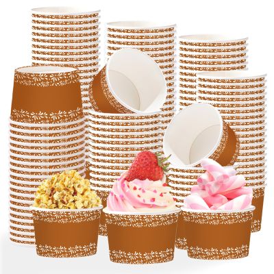 120 Pcs Mexican Cielito Lindo Ice Cream Cups 12 oz Disposable Platos De Barro Mexicanos Paper Dessert Snack Yogurt Bowl Cups for Mexico Fiesta Cinco De Mayo Baby Shower Wedding Bday Party Supplies