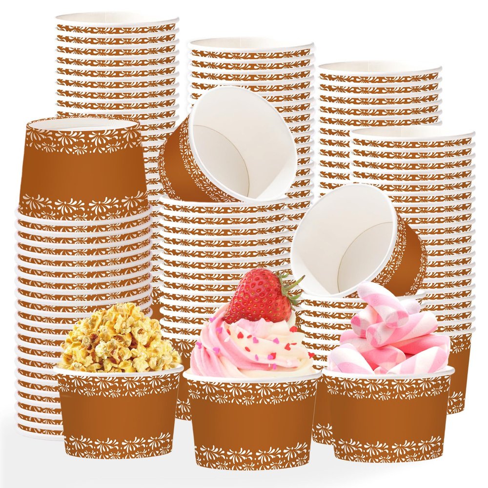 120 Pcs Mexican Cielito Lindo Ice Cream Cups 12 oz Disposable Platos De Barro Mexicanos Paper Dessert Snack Yogurt Bowl Cups for Mexico Fiesta Cinco De Mayo Baby Shower Wedding Bday Party Supplies