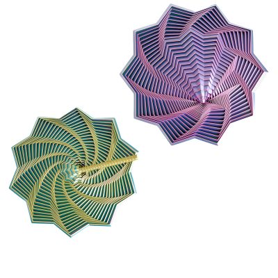 3D Printed Expanded Sensory Fidget Star - Fractal Hexagon with Handles, Honeycomb Whirling Spiral for Stress Relief & Focus (3.42in / 4.6in / 6.81in; 14/20/26 Rings) (C8, L)