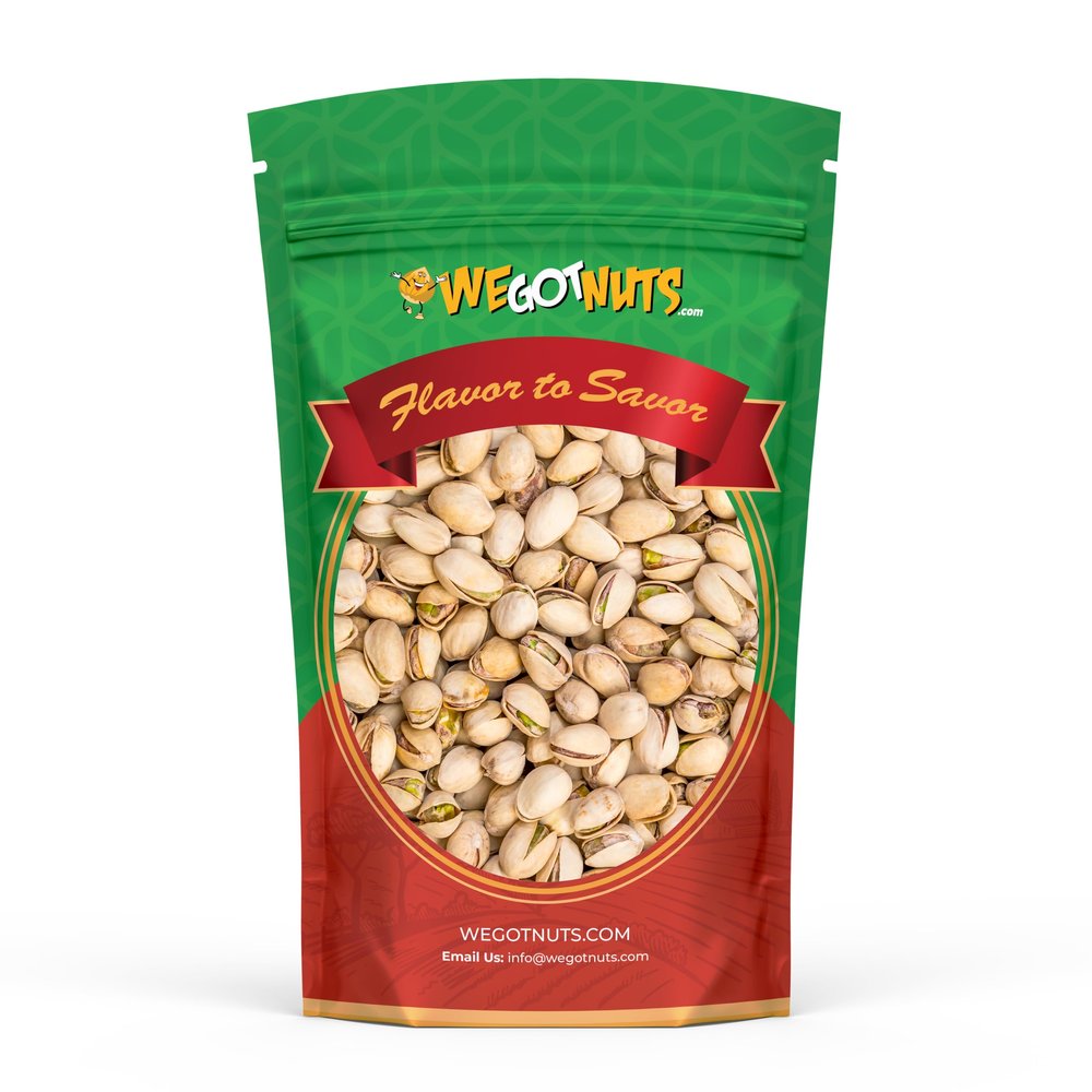California Pistachios 3 Pounds - Premium Quality Kosher Roasted Pistachios By We Got Nuts - Natural & Healthy Rich Flavor Snack - Whole, & Salted Air-Tight Resealable Bag Package