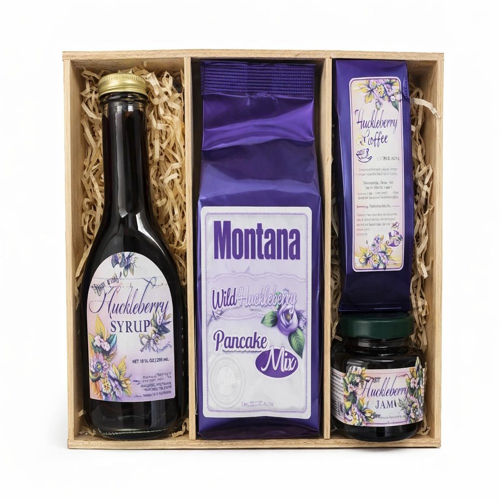 Breakfast Crate: Huckleberry Coffee/Syrup/jam/Pancakes