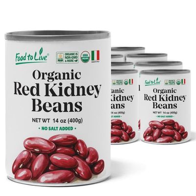 Food to Live Organic Italian Red Kidney Beans, 14 oz (Pack of 8) Unsalted, Non-GMO, Vegan. Ready to Eat. Perfect for Salads, Soups, Pasta e Fagioli. Wholesale
